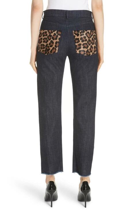 Michael Kors Collection Denim - $695 Michael Kors Collection Calf Hair Straight Jean Dark Wash Animal Print EUC